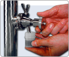 In-line liquid sampling valve